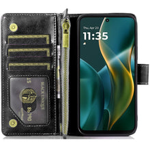 For Moto G Stylus 2025 Case Luxury Phone Wallet Zipper Holder + Tempered Glass
