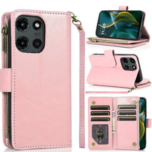 For Moto G Stylus 2025 Case Luxury Phone Wallet Zipper Holder + Tempered Glass