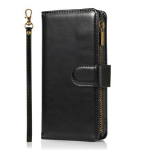 For iPhone 15 Case Luxury Wallet Card ID Zipper Holder Cover + 2 Tempered Glass