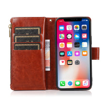 For iPhone 15 Case Luxury Wallet Card ID Zipper Holder Cover + 2 Tempered Glass