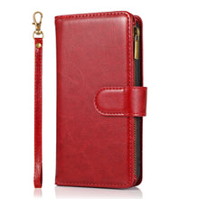 For iPhone 15 Case Luxury Wallet Card ID Zipper Holder Cover + 2 Tempered Glass