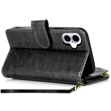 For iPhone 16 6.1inch Case Luxury Phone Wallet ID Zipper Holder + Tempered Glass