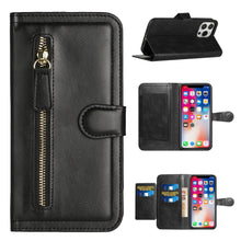 For iPhone 14 Case MultiCard Holder Zipper Phone Wallet Case with Magnetic Flap