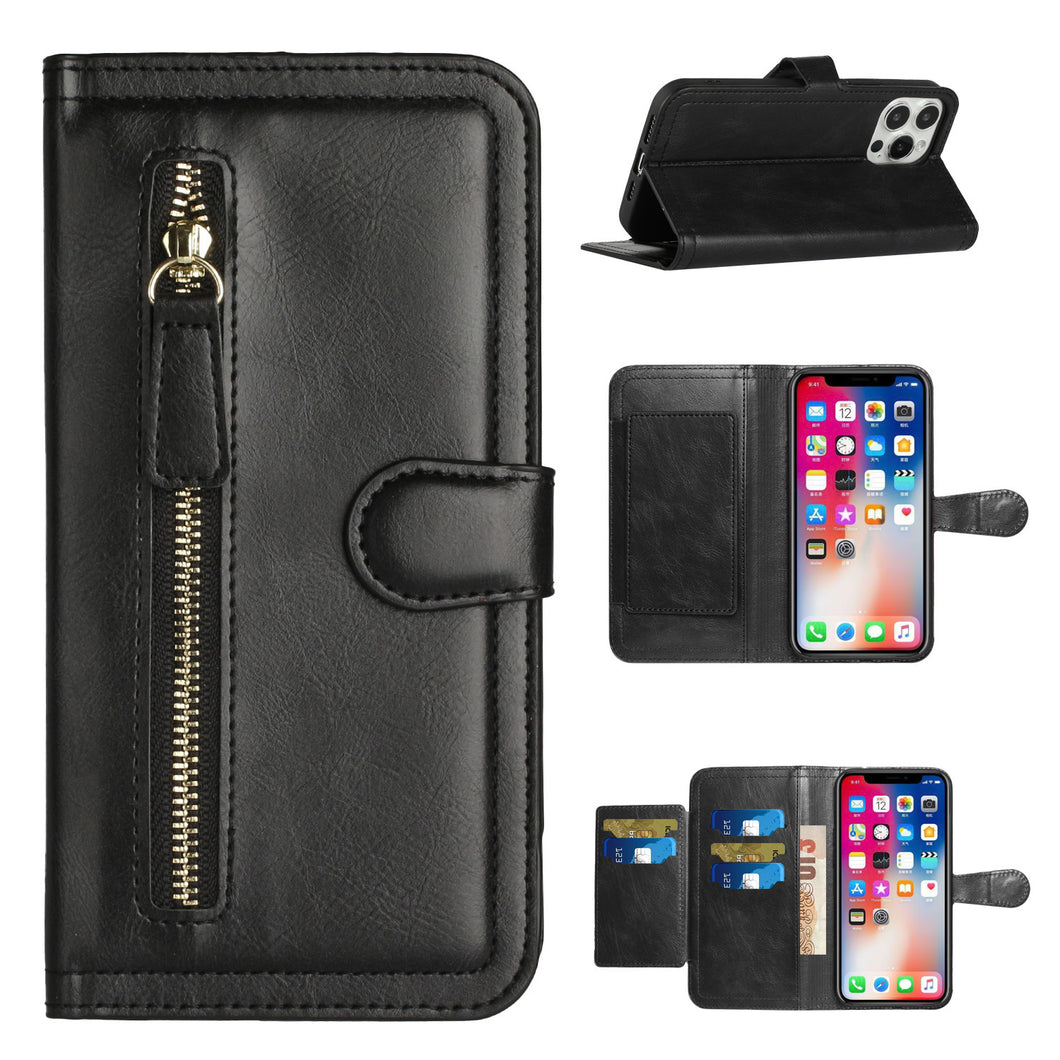 For iPhone 14 PRO MAX Case MultiCard Holder Zipper Wallet with Magnetic Flap