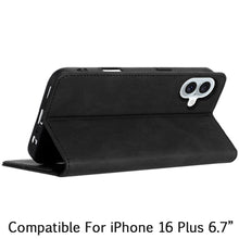 For iPhone 16 Plus 6.7in Case PU Leather ID Card Holder Wallet + Tempered Glass