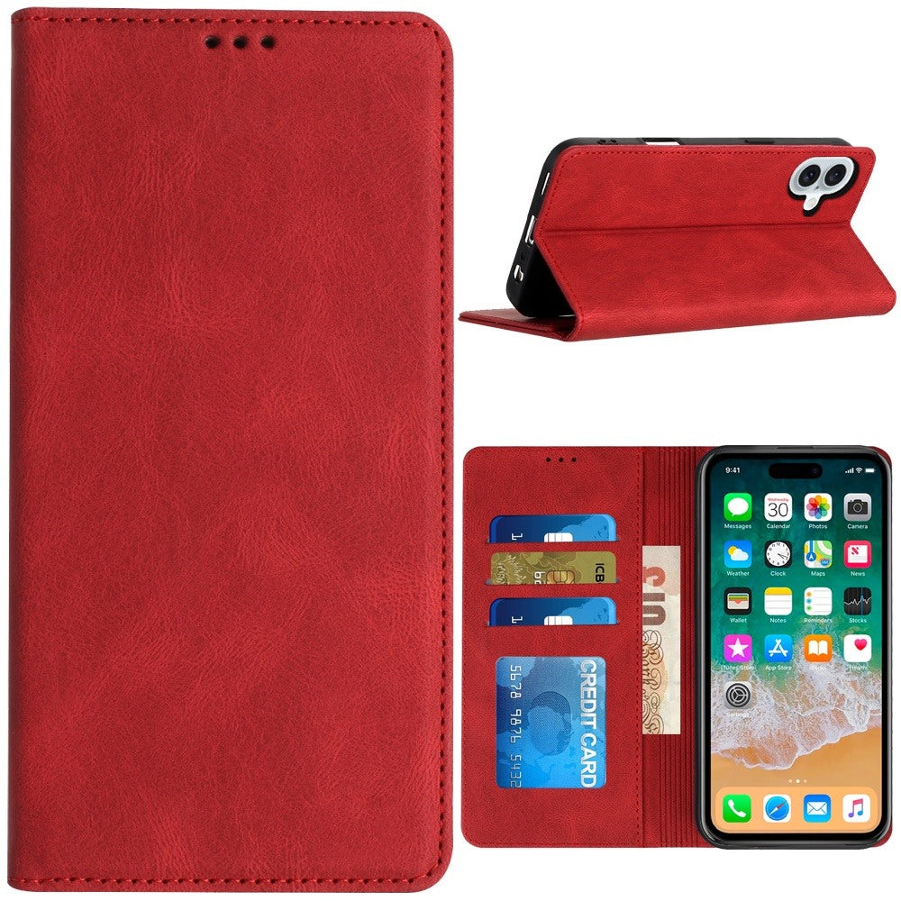 For iPhone 16 Plus 6.7in Case PU Leather ID Card Holder Wallet + Tempered Glass