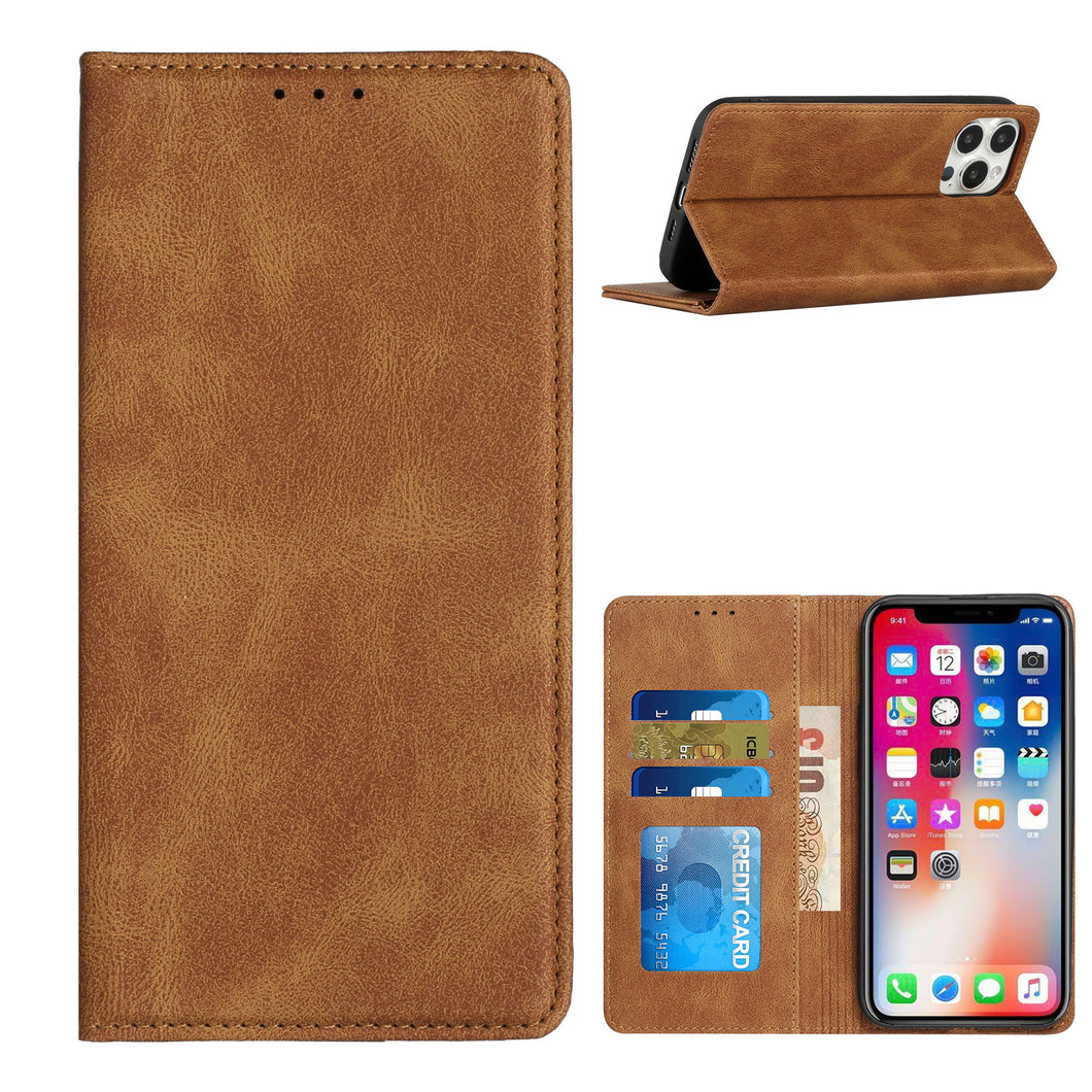 For Samsung Galaxy S24 Case PU Vegan Leather Wallet ID Card w/ Magnetic Closure