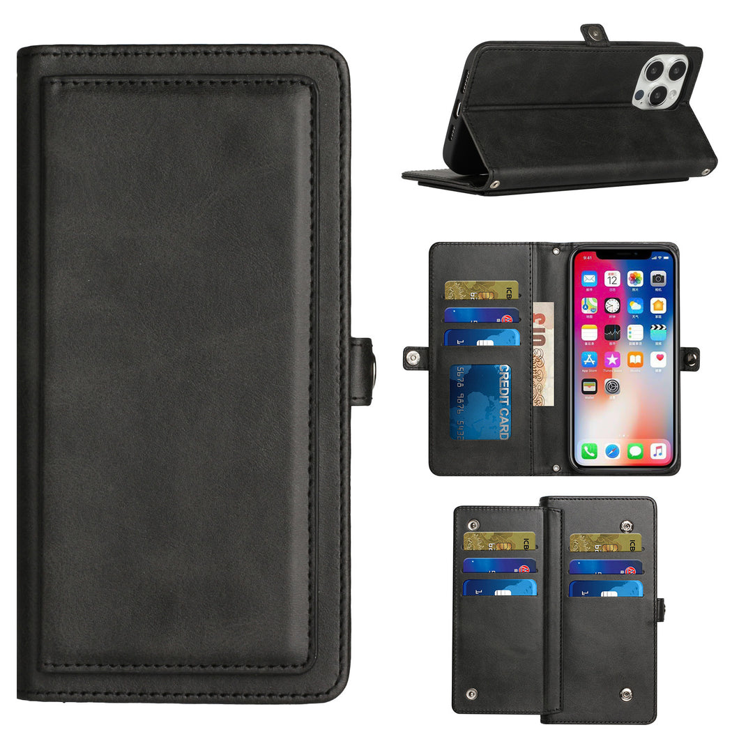For Samsung S23 Plus Case Phone Wallet Vegan Leather Card Holder w/ Wrist-strap