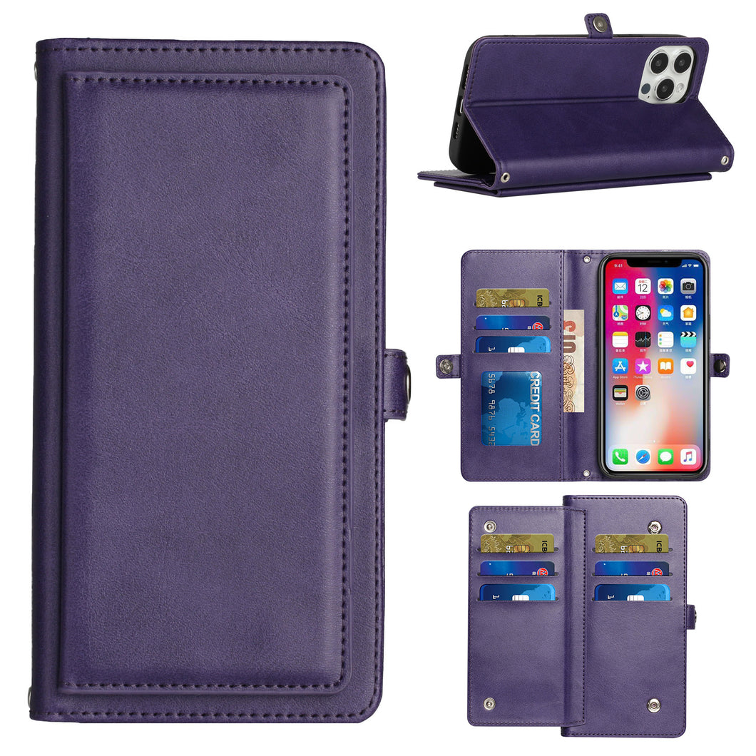 For iPhone 15 Pro Max Case Wallet PU Vegan Leather ID Card + 2 Screen Protectors