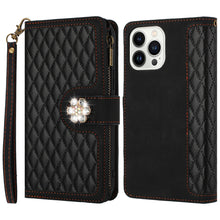 For iPhone 15 Pro Max Case PU Leather Wallet Flower Charm + 2 Screen Protectors