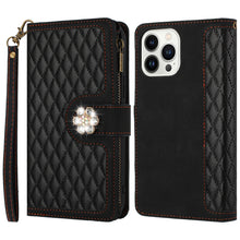 For Samsung Galaxy S24 Case Flower Charm Stitched Vegan Leather Zipper Wallet