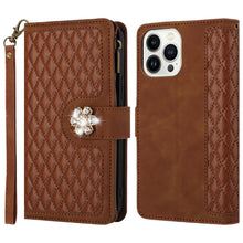 For Samsung Galaxy S24 Case Flower Charm Stitched Vegan Leather Zipper Wallet