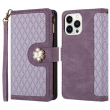 For iPhone 15 PRO Case PU Leather Phone Wallet Flower Charm + 2 Tempered Glass