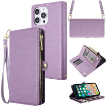 For iPhone 11 6.1 in. Case Wristlet Wallet with Long Short Strap +Tempered Glass