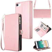 For iPhone 16e Case Wristlet Phone Wallet with Long Short Strap + Tempered Glass