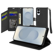 For Samsung S25 Edge Case PU Leather Wallet w/ Extra Card Flat + Tempered Glass