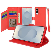 For Samsung S25 Edge Case PU Leather Wallet w/ Extra Card Flat + Tempered Glass