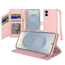 For Samsung S25 Edge Case PU Leather Wallet w/ Extra Card Flat + Tempered Glass