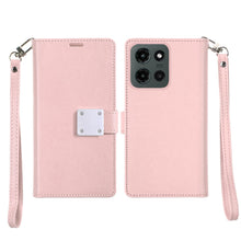 For Motorola Edge 2025 Case PU Leather Wallet w/ Extra Card Flat and Wrist strap
