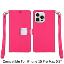 For iPhone 16 PRO MAX Case PU Leather Wallet Extra Card Flap + Tempered Glass