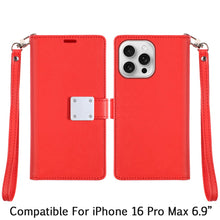 For iPhone 16 PRO MAX Case PU Leather Wallet Extra Card Flap + Tempered Glass