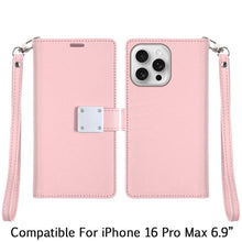 For iPhone 16 PRO MAX Case PU Leather Wallet Extra Card Flap + Tempered Glass
