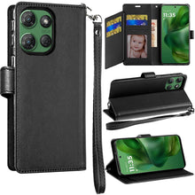 For Moto G Power 2025 Case PU Leather Wallet Extra Card Flap + Tempered Glass