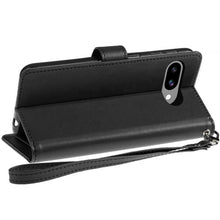 For Google Pixel 9a Case PU Leather Phone Wallet w/ Wrist strap + Tempered Glass