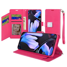 For Google Pixel 9a Case PU Leather Phone Wallet w/ Wrist strap + Tempered Glass