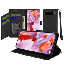 For Google Pixel 10/10 Pro Case PU Leather Wallet w/ Wrist strap +Tempered Glass