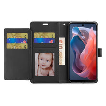 For Moto G Play 2024 Case PU Leather Wallet Extra Card Flap + Tempered Glass