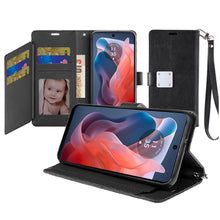 For Moto G Play 2024 Case PU Leather Wallet Extra Card Flap + Tempered Glass