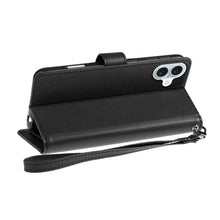 For iPhone 16 Plus 6.7in Case PU Leather Wallet Extra Card Flap + Tempered Glass