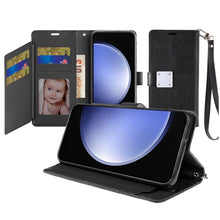 For Samsung Galaxy S24 FE Case PU Leather Wallet w/ Extra Card Flat Wrist strap