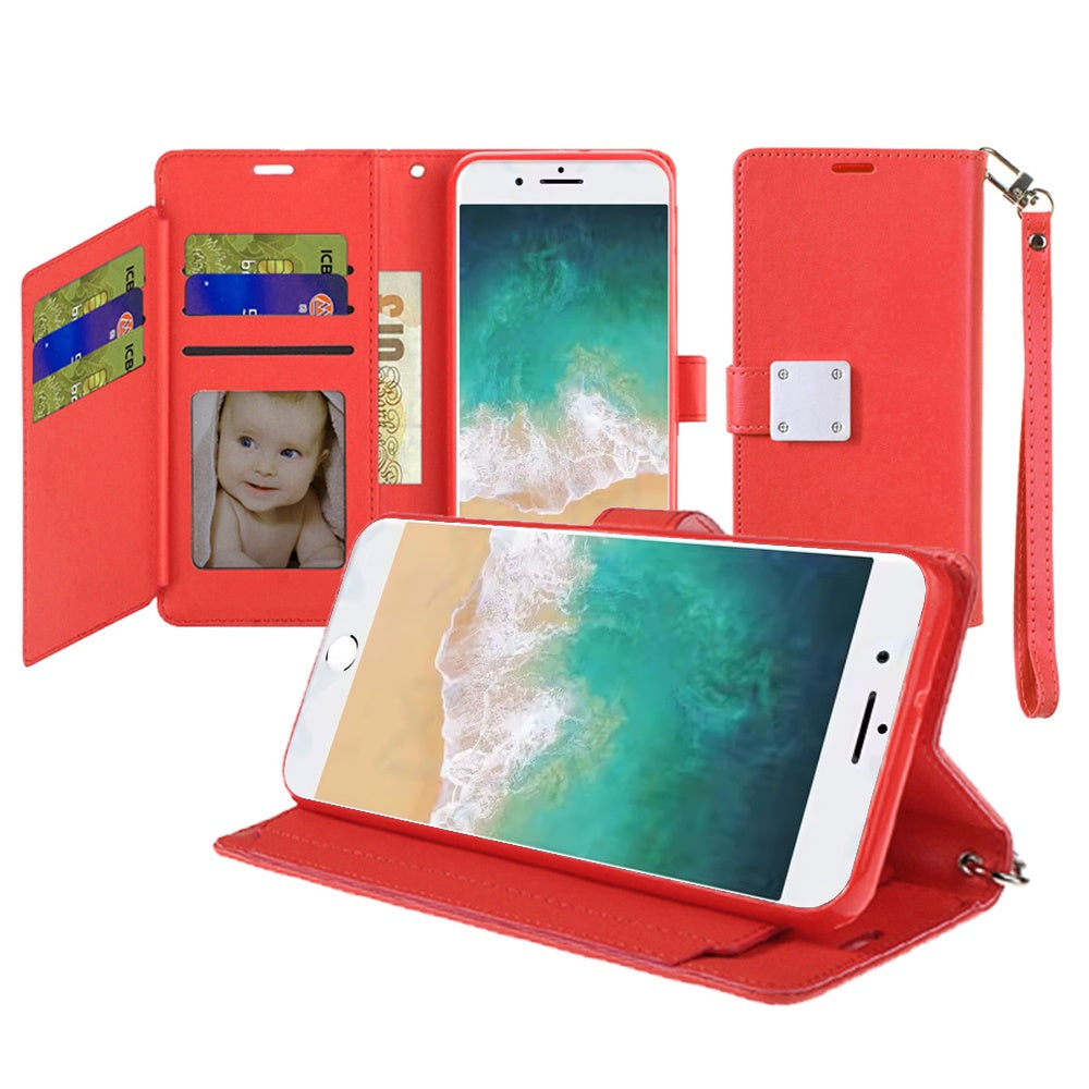 For iPhone 16e Case Wallet ID Card Holder Phone Wallet Cover + Tempered Glass