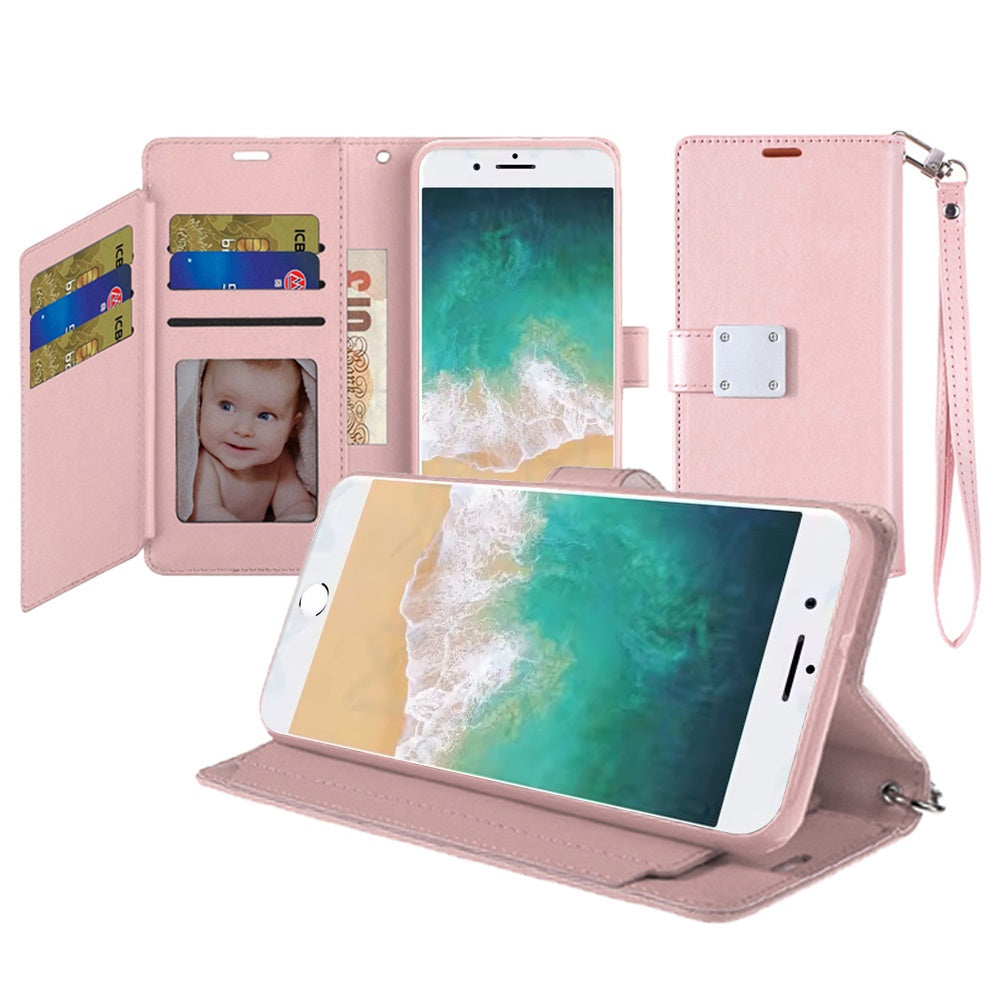 For iPhone 16e Case Wallet ID Card Holder Phone Wallet Cover + Tempered Glass