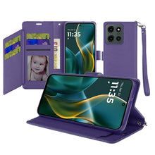 For Moto G Stylus 2025 Case PU Leather Wallet Extra Card Flap + Tempered Glass