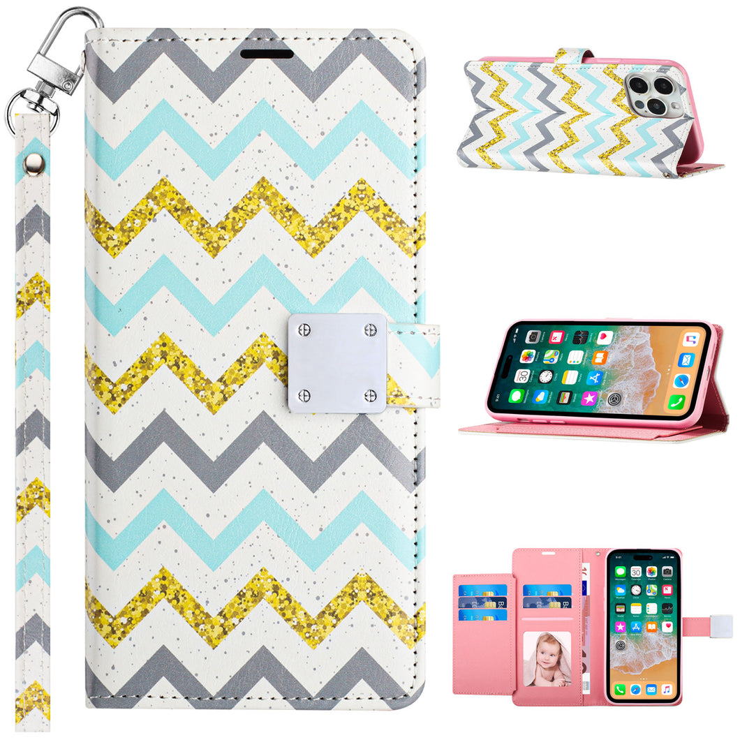 For Samsung A25 5G Case Design Phone Wallet Card Wrist-strap + Tempered Glass