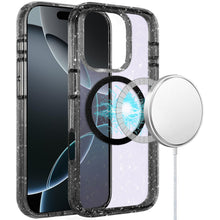 For iPhone 16 PRO MAX Case Magnetic Circle Shockproof Glitter + Tempered Glass