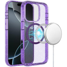 For iPhone 16 PRO MAX Case Magnetic Circle Shockproof Glitter + Tempered Glass