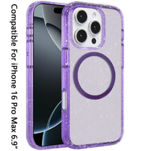 For iPhone 16 PRO MAX Case Magnetic Circle Shockproof Glitter + Tempered Glass