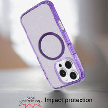 For iPhone 16 PRO MAX Case Magnetic Circle Shockproof Glitter + Tempered Glass