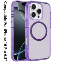 For iPhone 16 Pro 6.3in Case Magnetic Circle Shockproof Glitter + Tempered Glass