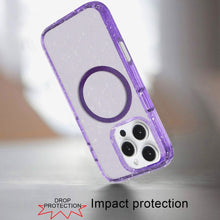 For iPhone 16 Pro 6.3in Case Magnetic Circle Shockproof Glitter + Tempered Glass