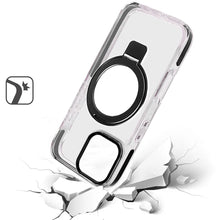 For iPhone 16 PRO MAX Case Magnetic Circle Stand Transparent + Tempered Glass