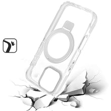 For iPhone 16 PRO MAX Case Magnetic Circle Stand Transparent + Tempered Glass