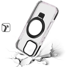 For iPhone 16 Pro 6.3in Case Magnetic Circle Stand Transparent + Tempered Glass