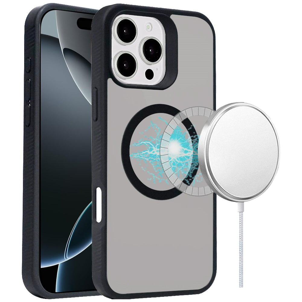 For iPhone 16 PRO MAX Case Magnetic Circle Smooth w/ Grip Sides + Tempered Glass