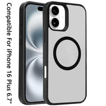 For iPhone 16 Plus 6.7in Case Magnetic Circle Smooth with Grip + Tempered Glass