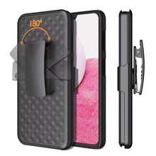 For iPhone 13/14 Case 3in1 Belt-Clip Holster Stand Phone Cover + Tempered Glass